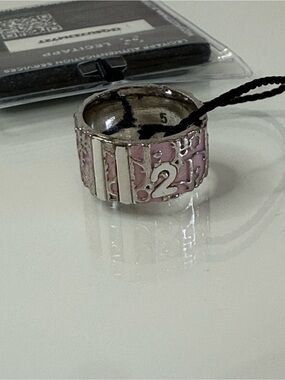 SOLD- SOLD-Christian Dior Pink Enamel Oblique Trotter Ring